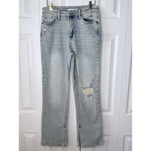Judy Blue Straight Leg Light Wash Distressed Ankle Slit Jeans Denim‎ Size 9/29